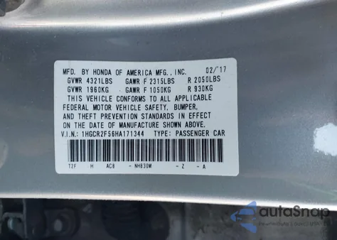 2017 Honda Accord Sport z USA, uszkodzony, nr VIN 1HGCR2F56HA171344